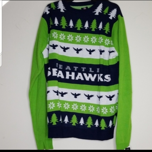 NFL APPAREL SEATTLE SEAHAWKS CHRISTMAS SWEATER - Picture 6 of 7